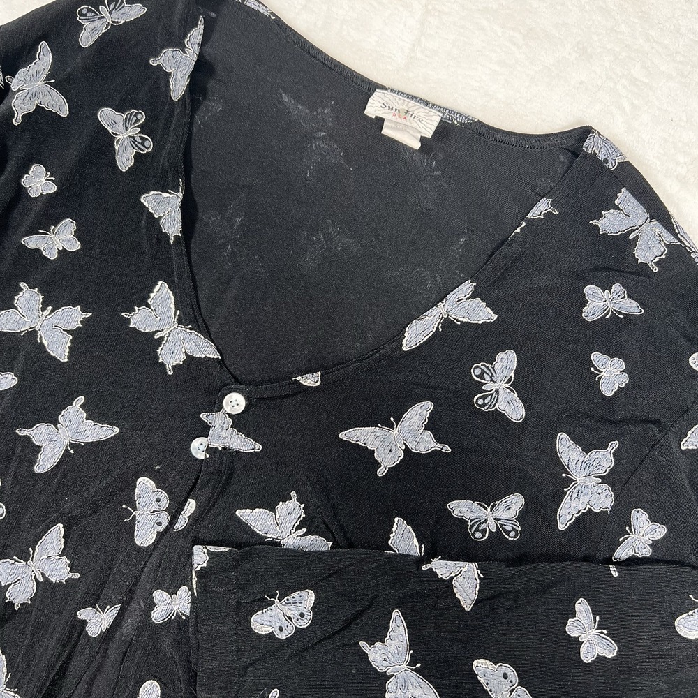 Sun Fire USA Vintage Butterfly‎ Cardigan XXL Open Sheer Cottagecore Old Money